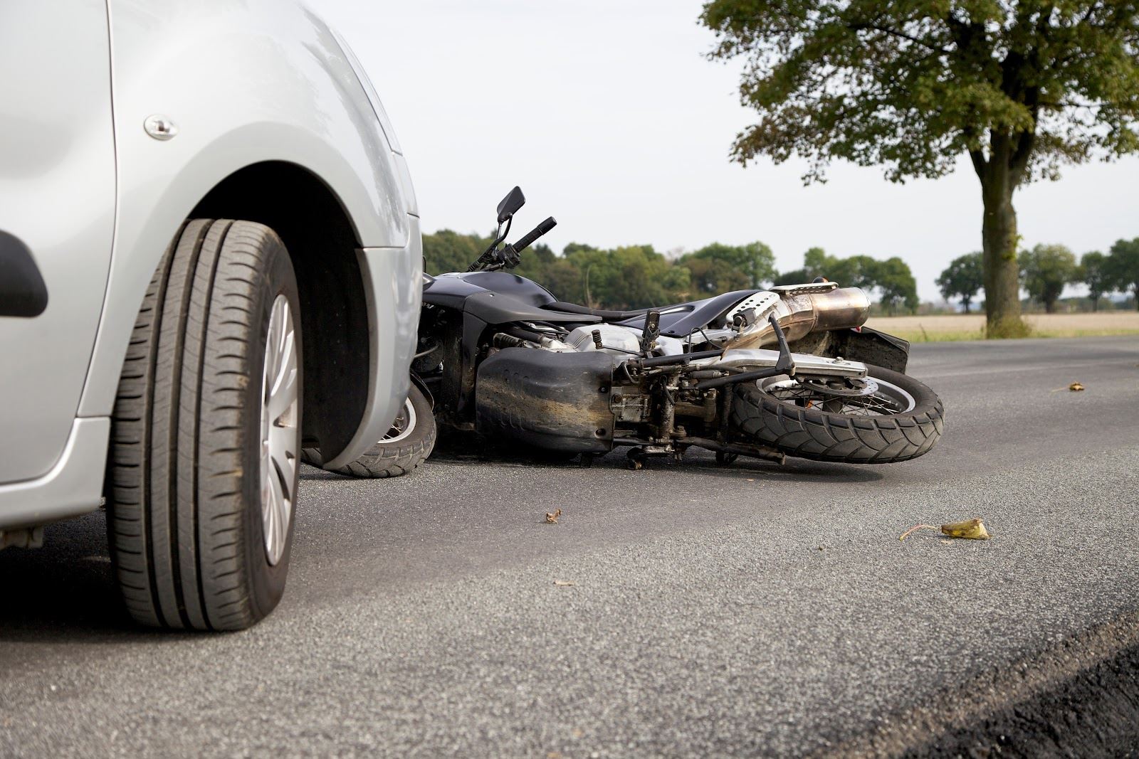 motorcycle accident in road