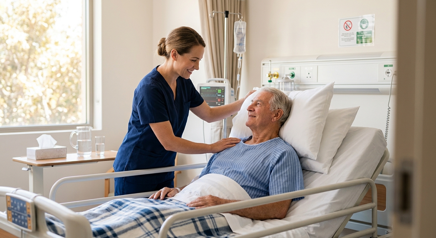 content-v3-img (1) Nurse in blue scrubs assisting an elderly man resting in a hospital bed